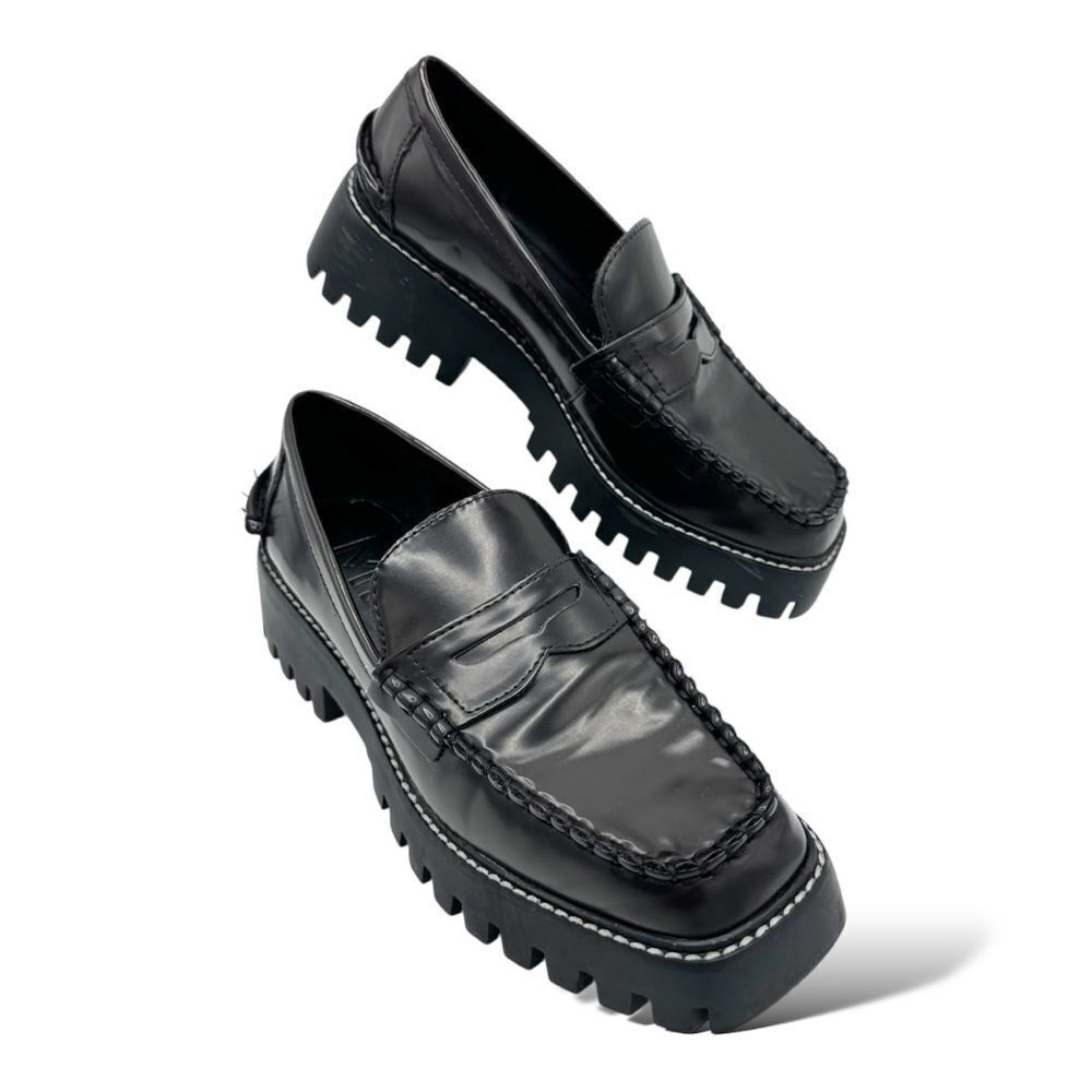 Mango Track Sole Leather Slip-On Loafer with Track‎ Sole Deep Burgundy Sz 7.5 - Picture 2 of 14